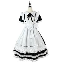 Traditional Maid Long Dress Long Sleeve Maid Dress British Butler Cosplay Japanese Uniform, Cute Dress S white