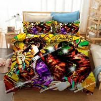 Anime JoJo Bizarre Adventure Jotaro Kujo Bedding Set Print single Comforter Duvet Cover Pillow Case 3 Pieces Set Kids Adult Size EU Single 135*200cm/53x79in 3pcs