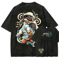 Avatar The Last Airbender Washed T-shirt 2026 New Model personality Clothes shirt Year round clothing Retro Fashion Vintage Loose gift high quality XXXL black