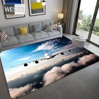 Madingas lėktuvas 3D kilimas namams Svetainė Minkštas flanelinis kilimas lovos kambario kilimėlis įėjimo durų kilimėlis berniuko miegamojo kilimėlis vaikams 80x120cm 1pcs gray