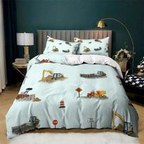 Vaikams ekskavatorius traktorius sunkvežimis vaikams berniukams mergaitėms miegamojo dekoras statybinė transporto priemonė animacinis pledo užvalkalas kranas antklodės užvalkalas 135x200cm 2pcs white