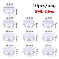10 vnt. Aliuminio skardinės dėžutės talpykla 5ML/10ML/15ML Tuščia kremui, balzamui, nagų lakui, žvakei, kosmetikai, apvali 10pcs white