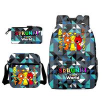 3D New Game Rhythm Box Sprunki School Bag Backpack Elementary and Secondary School Backpack Crossbody Bag Pencil Bag D 17 inch backpack black