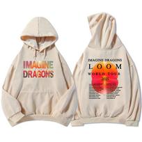 Imagine Dragons Loom Tour gobtuvai Streetwear Unisex Hip Hop ilgomis rankovėmis bliuzonai Harajuku su grafika gobtuvas vyrams moterims gobtuvas S white