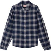 Levis Simple Plaid Collared Casual Knit Long Sleeve Shirt Women shirts 003P4-0008 S gray