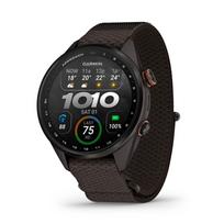 Išmanusis laikrodis Garmin Approach S72 – 43 mm Carbon Gray/Heritage Bronze DLC Titanium Bezel su Pebble Grey ComfortFit audinio dirželiu | 010-04147-02 | 753759379773