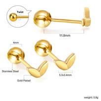 Minimalist Geometric Ear Cuff Studs Small Delicate Screw Back Earrings Gold Jewelry 18k gold plated lapas