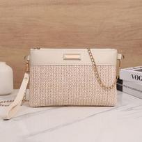 Chain Strap Women's Crossbody Bags For Travel/Vacati, Summer Straw Shoulder Bag With Wrist Strap, Ladies Handbags And Purses 23x15cm smėlis
