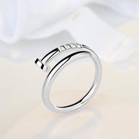 Light Luxury Style Nail Open Ring, Niche Design Ring, Male and Female Couple's Ring, Versatile one size(6-13) white