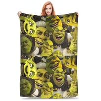 Flannel Throw Blanket Stylish S-Shreks Warm Plush Blankets Soft Bedspread for Bed Living room Home Travel Couch Size: 100*150cm, Weight: 230 GSM