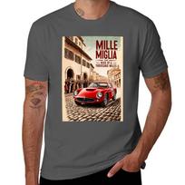 Mille Miglia Poster A Vintage Racing Legend Tshirt Simple Casual Short Sleeve Tee 4XL beige