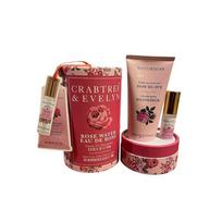 Crabtree Evelyn Rosewater & Fragrance Oil Rollerball 9.4g 0.33oz Hand Cream 99.2g 3.5oz Set beige