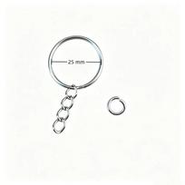 50Pcs Rust Resistant Metal Blank Key Ring Set Split Keychain Rings with Jump Rings for Key Organization DIY Craft Use A3 white