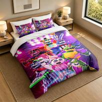 Soft Bedding Set Five Nights at Freddy’s Pattern, 1 Duvet Cover plus 2 Pillowcases Stylish Bedroom Home Textile 180cmx210cm white