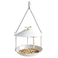 Hanging Bird Feeder, Roofed Iron Food Feeding Tray for Garden Decors, Patio Balcony, Backyard Bird Feeding, Outdoor Observation balta