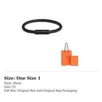 HERMES Swift Calfskin, Metal Bracelets Men's Black H077324FI89 One Size 1 juoda