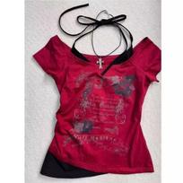 KOSY Subculture Woman Clothing Y2K Punk T-shirts American Vintage Sweet Sexy Short Female Clothing Green Summer Casual Popular Tops M gray
