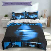 3pcs Custom Name Billie Eilish Set,Includes 1 Duvet Cover and 2 Pillowcases,All-season Bedroom Decor 135cmx200cm white
