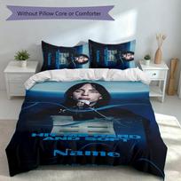 3pcs Custom Name Billie Eilish Set,Includes 1 Duvet Cover and 2 Pillowcases,All-season Bedroom Decor 135cmx200cm