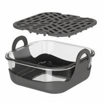 Square Air-Fryer Glass Liner Dishwasher Safe Borosilicate Air Fryer Insert pilka spalva