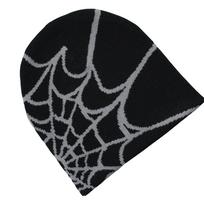 Unisex voratinklio rašto megzta kepurė, šilta lauko kepurė, asmeniška kepurė-beanie juoda