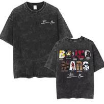 Bruno Mars The Romantic 2026 Album Cover T-shirts Men's Women Fashion Vintage Washed T Shirt Hip Hop Cotton Short Sleeve T-shirt M black