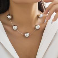 Creative Silver Color Big Ball Bead Choker Necklace for Women Trendy Punk Goth Thin Chain Accessories Grunge Jewelry Steampunk brown