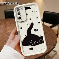 Phone Case: 2D flat Samsung Galaxy A34 A35 M05 M06 S20 S22 S21 FE Plus 5G protective case, full print with little black cat pattern, perfect Christmas Galaxy A36 balta