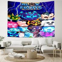 Blox-Fruits Print Tapestry, Backdrop, Easy Setup, Ideal for Bedroom, Office & Living Room, with Aesthetic Wall Hanging Decor. 100cmx150cm blue