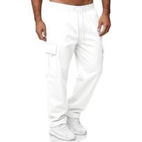 Men's Cargo Pants with Multiple Pockets Relaxed Fit Casual Long Trousers for Everyday Wear XXXL balta
