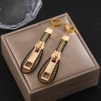 Choker Zipper Necklace Hip-hop Clavicle Necklace Creative Pull-able Zipper Sweater Chain  Unisex Gold Earrings gray