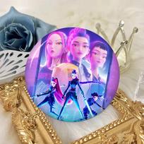 Cartoon Movie K-Pop Demon Hunters Button Pin Handmade Brooch for Clothes Cartoon Badge Backpack Decoration Jewelry Accessories 25x25 mm purple