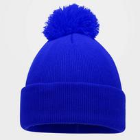 Knitted hat with hairball, winter outdoor solid color pullover hat, windproof and warm men's and women's wool hat, damp and cold hat one size fits all mėlyna