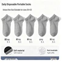 Vienkartinės kojinės be skalbimo, unisex: Prieškvapiai, sugeriantys prakaitą kelionėms ir kasdieniam naudojimui 1 pack (5 pairs) gray