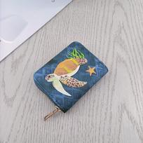 Moteriška Korėjietiško Stiliaus Animacinio Dizaino Mini Piniginė & Užtrauktuku Užsegamas Kortelių Laikiklis Monetoms 11*8.5*2.5 cm tamsiai mėlyna spalva