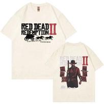 Žaidėjo Red Dead Redemption 2 Marškinėliai Vyrams Moterims Laisvalaikio Vintažiniai Medvilniniai Trumpomis Rankovėmis T-shirt Unisex Mados Ypač Laisvi Marškinėliai 2XL white