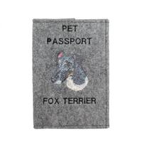 Fox Terrier Smooth - Dog passport case, document case, gift for the traveller from the Art-Dog brand pilka spalva