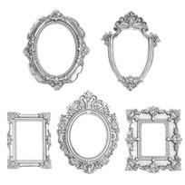 5pcs Vintage Mini Picture Frames Small Vintage Resin Photography Decor Picture Jewelry Display Table Frame for Photography gray
