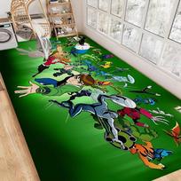 B-Ben 10 Klasikinis Virtuvės Kilimėlis Vaikų Kambario Miegamojo Dekoras Balkono Neslystantis Durų Kilimėlis Svetainės Alfombra 40x60cm green
