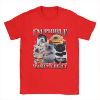 Funny Pibble Dog Meme Brainrot Wash My Belly T-Shirt Beach Cotton T-Shirt Adult Trendy Design T Shirt Short Sleeve Clothes 3XL gray