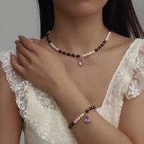 Baroque irregular pearl necklace - vintage choker brown