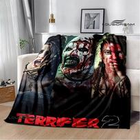 Terrifier Movie Print Throw Blanket Soft Warm Flannel Perfect for Picnics Ideal Birthday Gift Home Textile Size: 75*100cm, Weight: 230 GSM gray