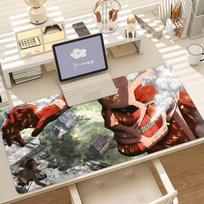 Anime A-attack On Titan Levi Ackerman Mouse Pad Anti Slip Rubber Edge Locked Thickened Laptop Gaming Desk Mat 30x60cm gray