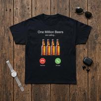 One Million Beers Calling T Shirt Beer Bottle Graphic Tee Vintage Stretched Streetwear Fashion Designer Clothes Homme XL brown