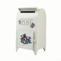 Mailbox with Legs Vintage Look Post Box Stand Decorative Pedestal for Home Entry white