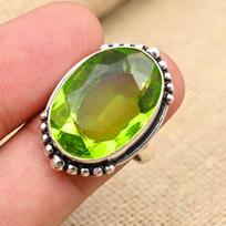 Peridot  Gemstone Jewelry Handmade 925 Sterling Silver Ring  For Wedding Gift 12 žalia