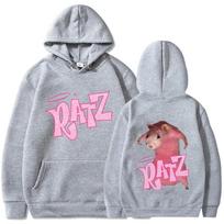 Ratz Pink Mouse Print Hoodies Women's Kawaii Cartoon Hooded Sweatshirt Streetwear Fashion HipHop Sweatshirt Harajuku Unisex 6XL white