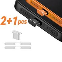 3 vnt. Naujas metalinis garsiakalbio apsauginis tinklelis ir apsauginis kištukų rinkinys, skirtas iPhone 17ProMax, 17Pro, Type-C apsauginis nuo dulkių dangtelis black