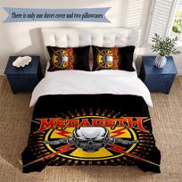 Megadeth 3‑Piece Bedding Set Soft Microfiber Duvet Cover Pillowcases Comfortable Bed Linen for Bedroom Decoration 140cmx210cm black