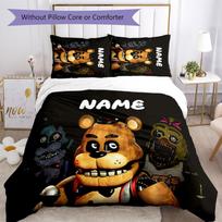 3pcs Custom Name Five Nights at Freddy's Bedding Set Duvet Cover Closure Includes 1 Duvet Cover & 2 Pillowcases for All Seasons Bedroom Decor 135cmx200cm white